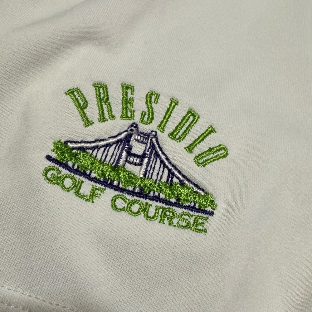 Adidas Men's Polo Shirt Presidio Golf XL Course White Green Blue Stripes